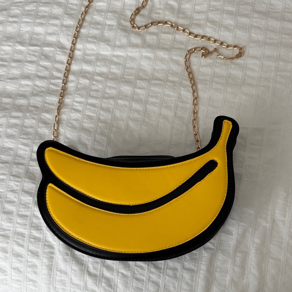 Banana-Shaped Yellow and Black Bag